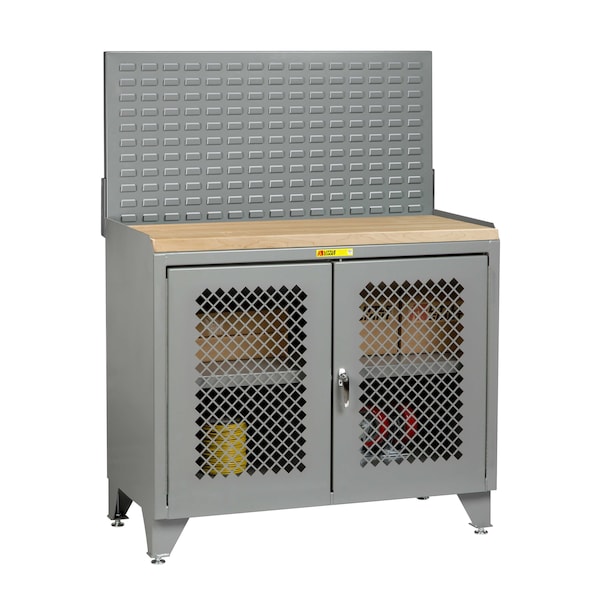 Little Giant Bench 24" X 48", Perforated Doors, Butcher Block